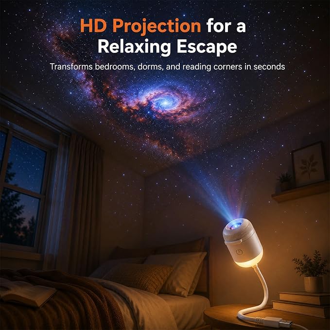 2026 Upgraded Hd Smart Dynamic 5D Holographic Night Light Projector with 24 Films, Plug and Play HD Star Projector, 360° Adjustable Galaxy and Ocean Star Projector, USB Powered (12 Projection Films)