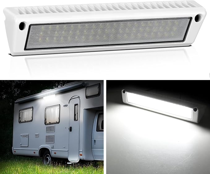 Nilight 1PC 13 Inch RV Exterior Light White Beam for RV Trailer Camper SUV | 1PC LED porch scene cargo light, white aluminum housing, 12V 24V waterproof for RVs trailers campers 5th wheels