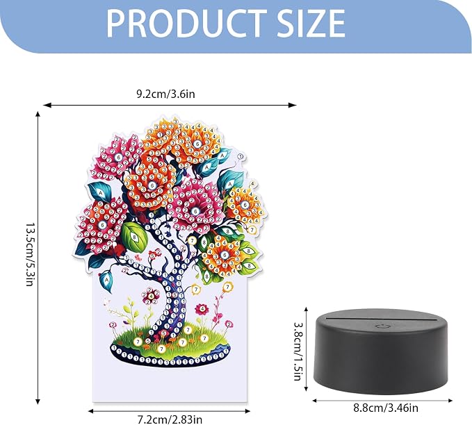 JISHSHAY Diamond Painting Night Light Diamond Art Table Lamps Gem Art LED Lights Gem Painting Desk Lamp Mosaic Kits for Adults DIY Kits for Adults Paint by Numbers Special Shape Tree of Life