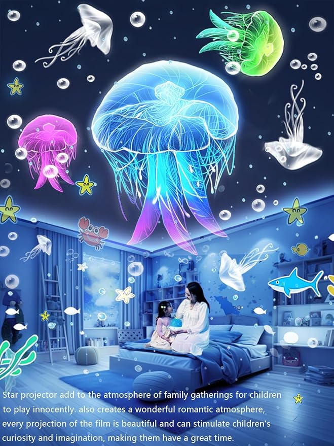 21 Sets of Films, Projector Night Light for Kids Bedroom, Ceiling, Kids Night Light Projector, Star Galaxy Projector with 360° Rotation Dimmable for Girls, Birthday, Christmas, Nursery, Room Decor