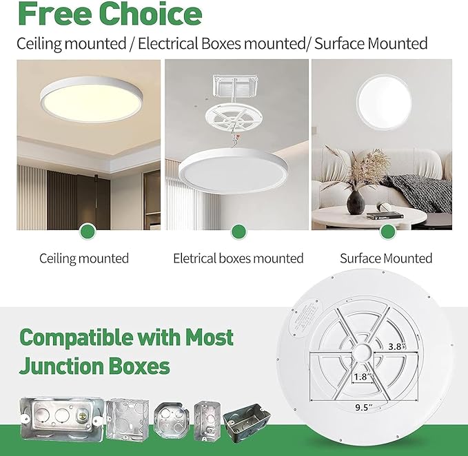 15.8Inch 6PK White LED Flush Mount Ceiling Light, 32W, 3480LM, 3CCT | 3000K/4000K/6000K CCT Selectable, White Close to Ceiling Round Flat Panel Light, Super Slim LED Ceiling Light for Bedroom