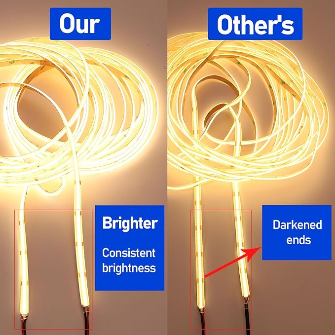 32.8ft(10M) 24V COB LED Strip Light Warm White 3000K 3840LEDs CRI 93+ 6800lm Uniform Glow Dotless IP20 Not Waterproof Flexible LED Tape Lights for DIY Cabinet Bedroom Home Decor(No Power Supply)