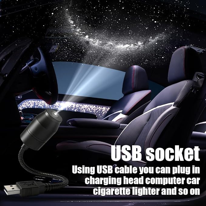 Ultra-High-Definition Car Projection – Galaxy Night Light Projector, USB Starry Sky Lamp with 360° Gooseneck & Dimmer for Bedroom, Ceiling Decor