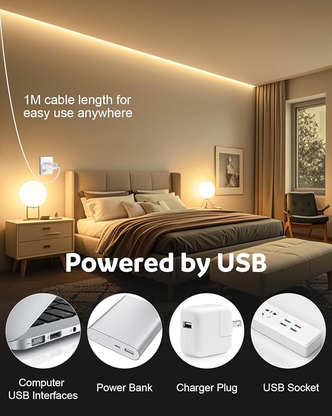 Aclorol 5V USB COB LED Strip Light 10FT/3M 960LEDs Warm White 3000K Flexible Tape Lights with Self-Adhesive Cuttable LED Light Strip for TV Backlight Closet Display Under Cabinet Home DIY Lighting