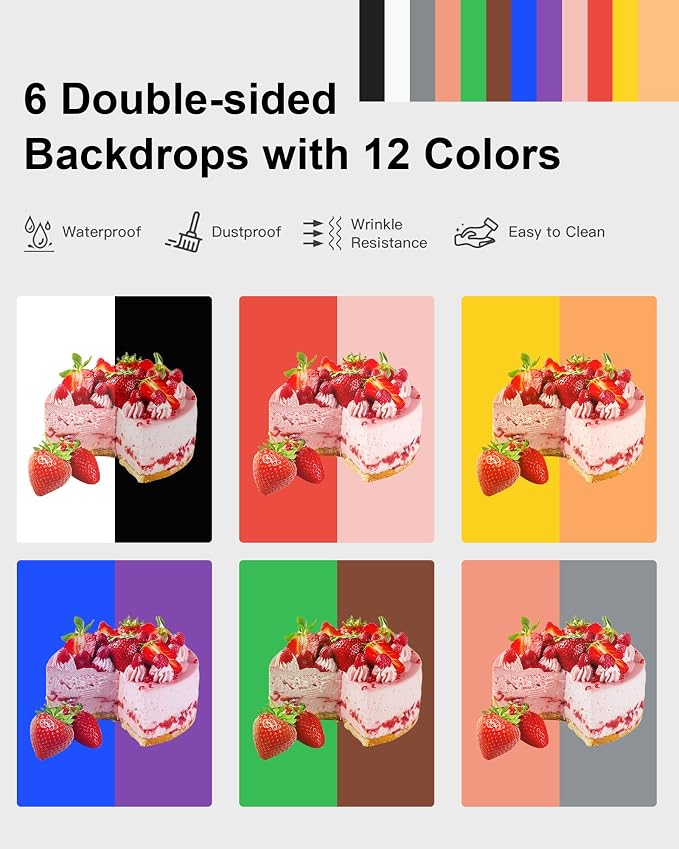PULUZ Light Box Photography, 20x20 inch Large Photo Light Box with 200 LED Beads, CRI >95, Professional Portable Photo Booth Shooting Tent Kit with 12 Color Backdrops for Product Photography