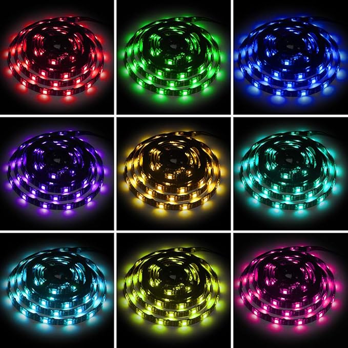 USB LED Lights Strip 6.56ft Rainbow Chasing 5050 RGB Dream-Color Light with 17-Key Remote Control, Multiple Colors on One Line, Flexible LED Tape Light for Bedroom, TV, PC, Desk, Party Decoration