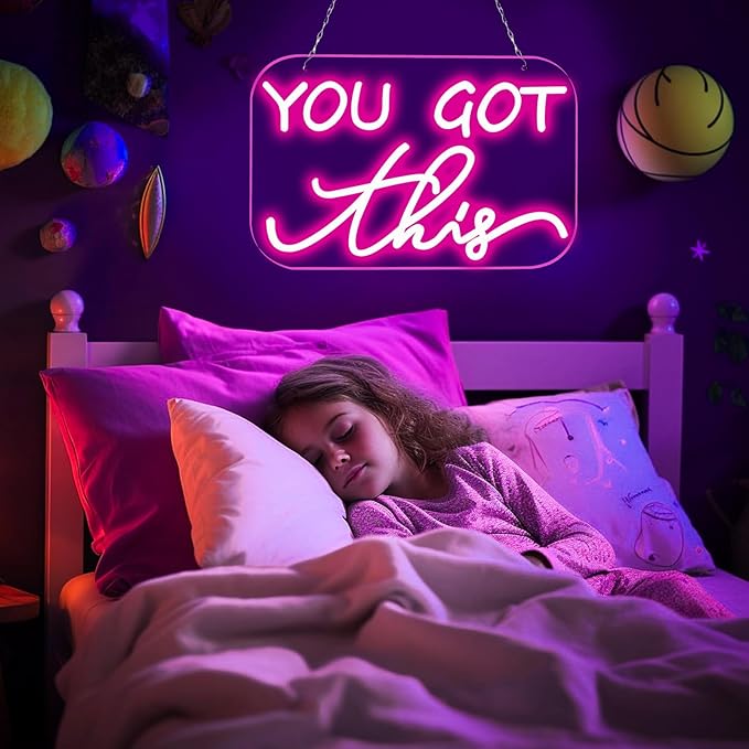 You Got This Neon Sign,You Got This Sign,You Got This Wall Decor, Led Pink Quotes Motivational Neon Sign for Gym,Office Teamwork,Home Family Sayings,Christmas Gifts 16.1 * 10.4Inch