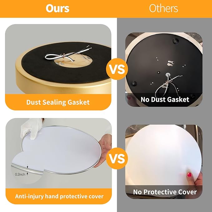 HLightnet Flush Mount Ceiling Light Gold LED Dimmable 5CCT 12 Inch 24W | 2700K, 3000K, 3500K, 4000K, 5000K, Iron Construction, IP40, For Bathroom, Bedroom, Kitchen, Entryway, Closet & Hallway, ETL