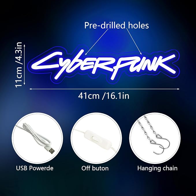 WonderfulLife Game Cyberpunk Neon Sign for Game Zone Decor,Shooting Games Led Lights for Man Cave Gaming Room Internet Bar or Bedroom Decoration.5V USB Powered,Easy Hanging.