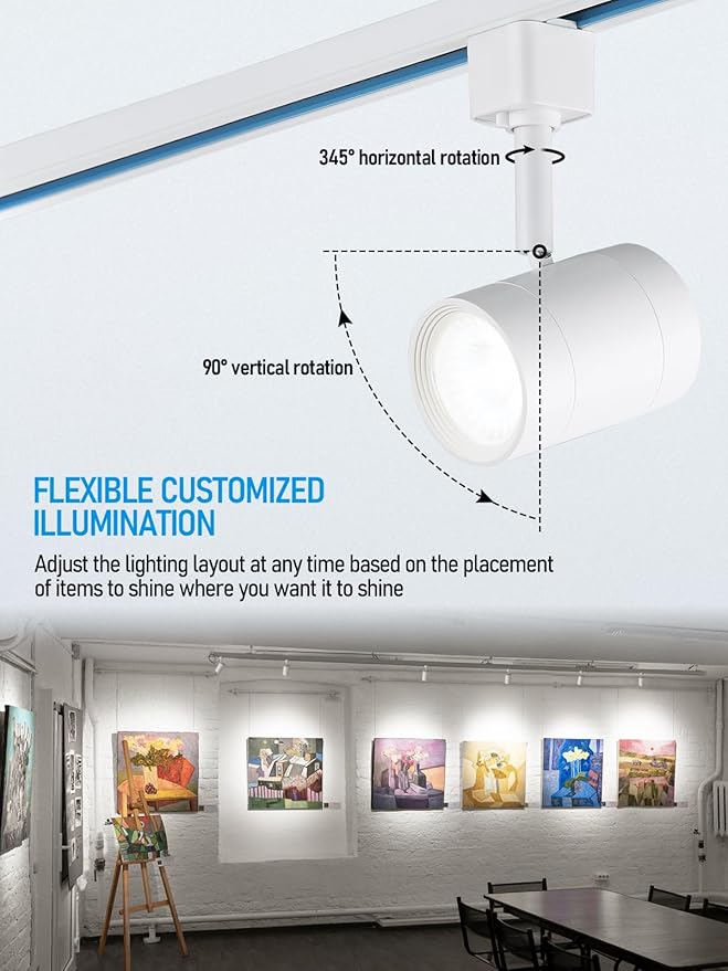 LEONLITE Small Space Series 8.5W LED H Track Lighting Heads, ETL Listed, Dimmable H Track Light Heads for Store Shop Cafe, CRI90, H Track Lighting, 4000K Cool White, Matte White, Pack of 4