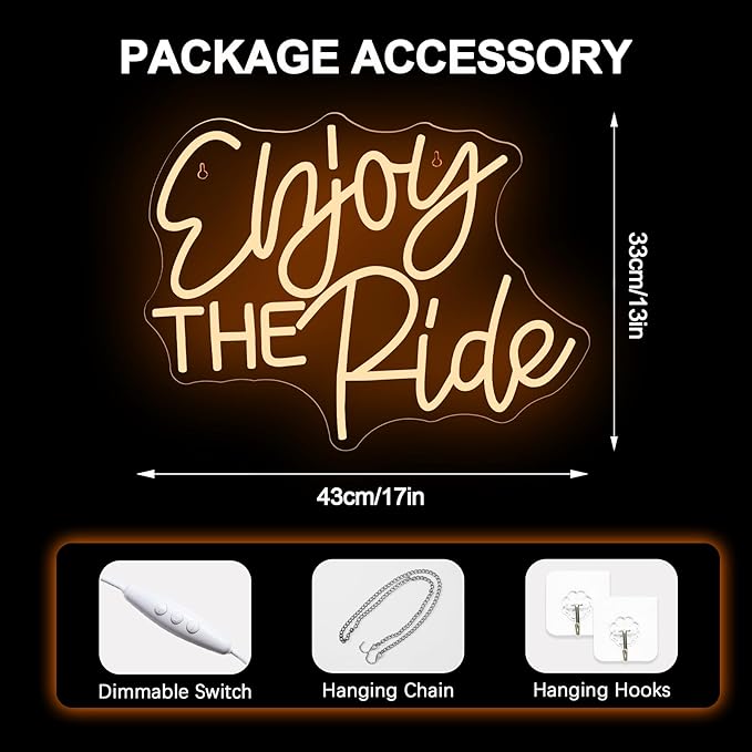 NOSUN Enjoy The Ride Neon Sign Sports Neon Signs LED Light Sign Gym logo Home Gym Decor Fitness Neon Light Gift for Cyclist Cycling neon sign