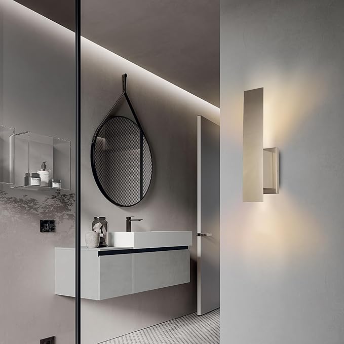 Indoor Wall Sconces, Modern Wall Lights, Up and Down Wall Mount Light, Dimmable Hardwired Wall Light for Bedroom, Living Room, Hallway, GU10 Bulbs Excluded (Brushed Nickel)