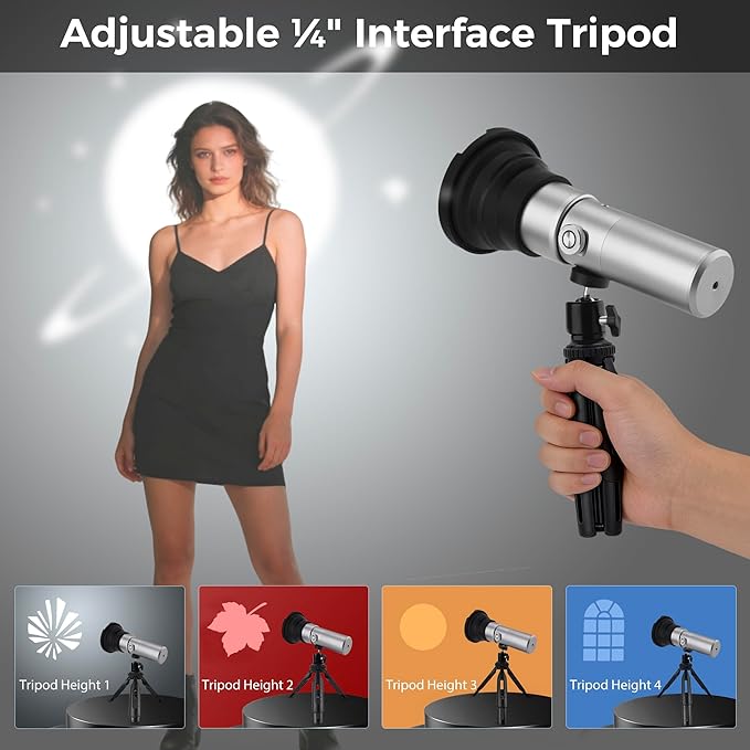 4 Color RGB Photography Flashlight - with 20 GOBO Filters & Tripod, 7500mAh Rechargeable Handheld Photography Light for Weddings, YouTube, TikTok Videos, Portrait Photography, Content Creation