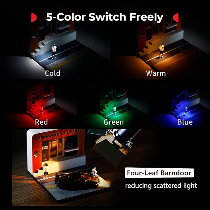 SmallRig RM 03 Macro Photography LED Light, Adjustable Beam Angle, 5 Colors CRI95 TLCI92, Bendy Light for Camera with Cold Shoe Adapter, Clamp, Diffuser, Spotlight, Barndoor, Gobos, IP54 Rating - 5480