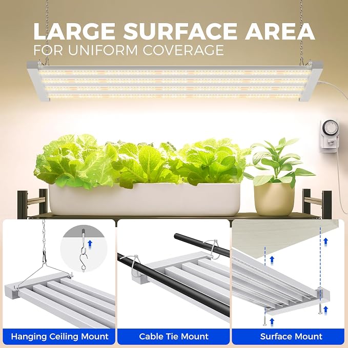 Barrina TX-L63 3FT LED Grow Light, 252W (4 x 63W), 4 Panels Wider Coverage | Full Spectrum with 730nm IR LEDs, High PPFD, Linkable to 5, Hanging Plant Lights for Indoor, Vegetable, Seed, Timer, 4 Packs