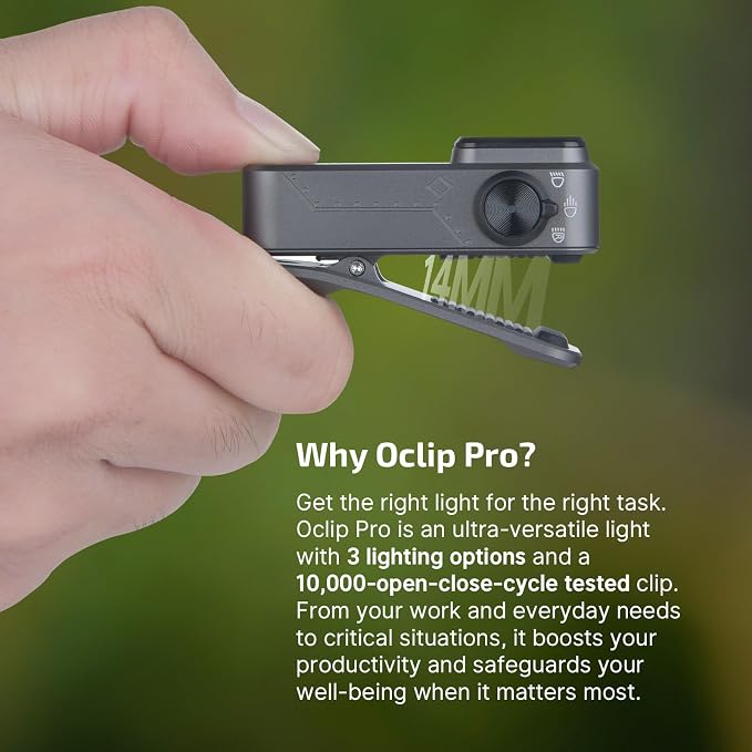 OLIGHT Oclip Pro Rechargeable EDC Clip-on Flashlight, Phantom Squadron | Red Light, 500 Lumens Floodlight, Spotlight, Pocket-Sized, USB-C Charging, Magnetic, for Work, Signaling, Outdoor or Home Use