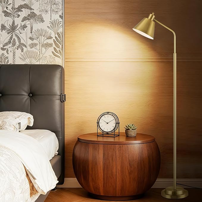 65.3" Floor Lamps for Living Room, Floor Lamp for Bedroom, Dual-Base Industrial Standing Lamp, Adjustable-Head Corner Lamp, Modern Tall Lamp, Living Room Light, Bulb Included, Glod