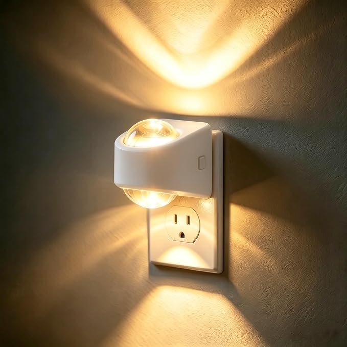 Projector Night Light, Rotating Night Lights Plug into Wall | Dimmable, Soft White 3000K, Dusk to Dawn LED Nightlight for Kids, Bedroom, Nursery, Bathroom, Home Decor, Gaming Room