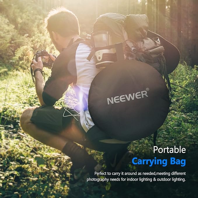 NEEWER 40"x60"/100x150cm Light Reflectors for Photography, Portable 5 in 1 Collapsible Multi Disc with Bag - Translucent, Silver, Gold, Black, White Diffuser for Studio and Outdoor Lighting