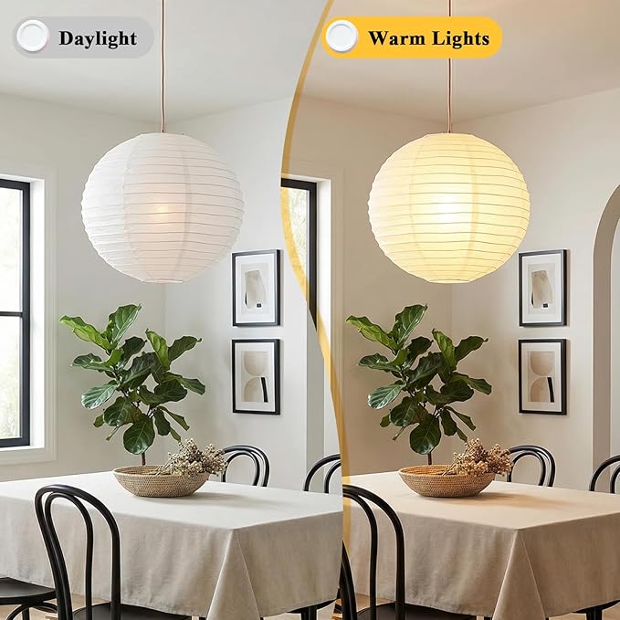 White Round Paper Lantern Lampshade, 12"x12'' Chinese Japanese Round Hanging Paper Lantern, Small Papers Lanterns Pendant Light Shade for Wedding, Restaurant, Church, Birthday Party, Home Decor