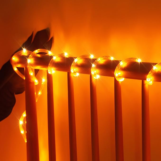 Waterproof LED Rope Lights, Connectable & Flexible with 8 Modes, Outdoor Lighting for Deck, Garden, Pool, Patio & Christmas Decor (Orange, 20ft)