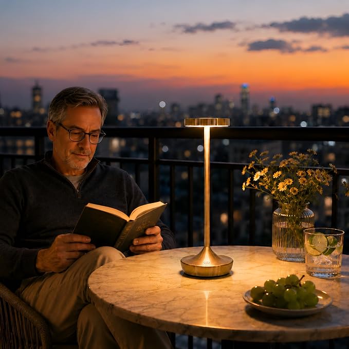2 Pack Cordless Table Lamps, Rechargeable 6000mAh, 72H Runtime, Waterproof | Stepless Touch Dimming with 3 Color Modes & Memory Function for the Perfect Ambiance at Home, Restaurants & Patios (Bronze)