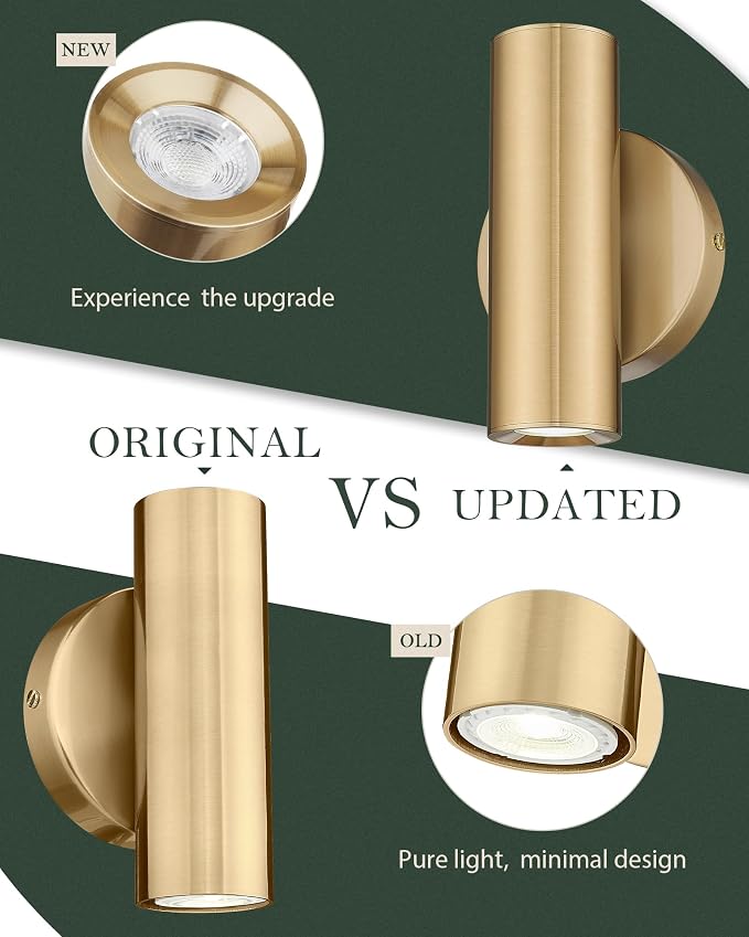 1-Light Wall Sconce,LED Track Lighting with GU10 Bulb,Brass Gold | Indoor Wall Lighting for bedroom,hallway,living room,entryway