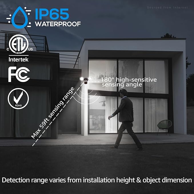 LEONLITE COB LED Security Light, Motion Sensor Outdoor Lights, Dusk to Dawn, 100-277V, ETL Listed, Adjustable Heads, Motion Detector Flood Light for Outside, IP65 Waterproof, 5000K Daylight, Bronze