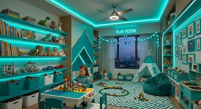 20 Feet Teal Led Lights Strip Indoor Rope Lights Easy DIY Cuttable Strip Lights for Fish Tank Bar Room Bathroom Living Room Kitchen Ceiling Wall Vanity Mirror Decor