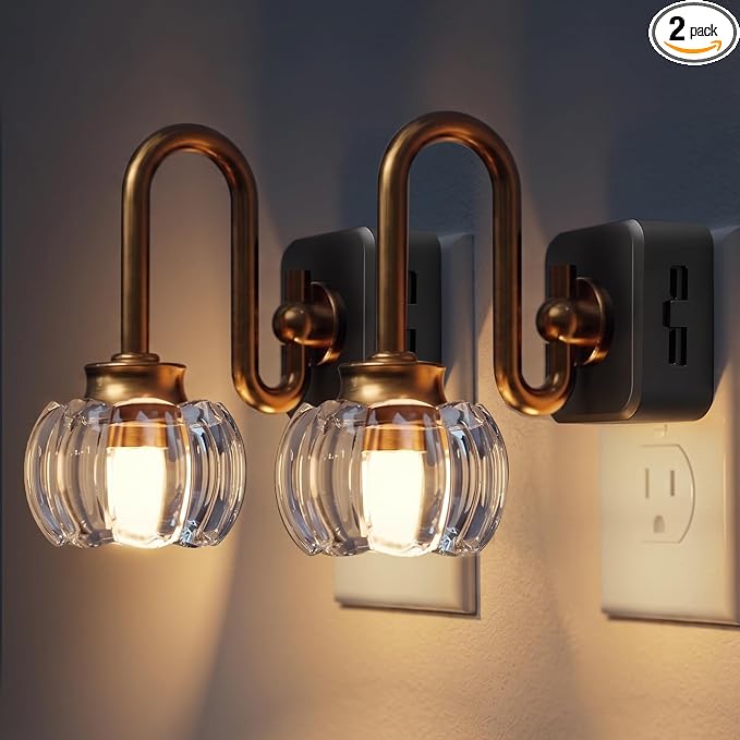 L LOHAS LED Night Lights Plug into Wall, 3000K Soft White | Floral Night Lights with Dusk to Dawn Sensor, 0-100lm Adjustable Brightness, for Hallway Bedroom Stairway