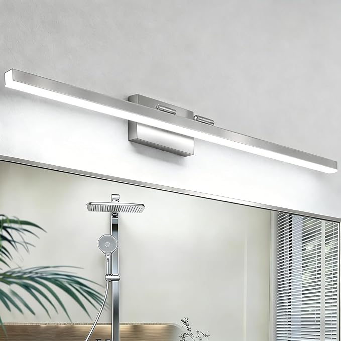IZORRO Modern Bathroom Vanity Light 48 inch, Rotatable, 36W Dimmable Led Bathroom Light Fixture Over Mirror, Chrome Vanity Light Bar (Cool White 6000K)