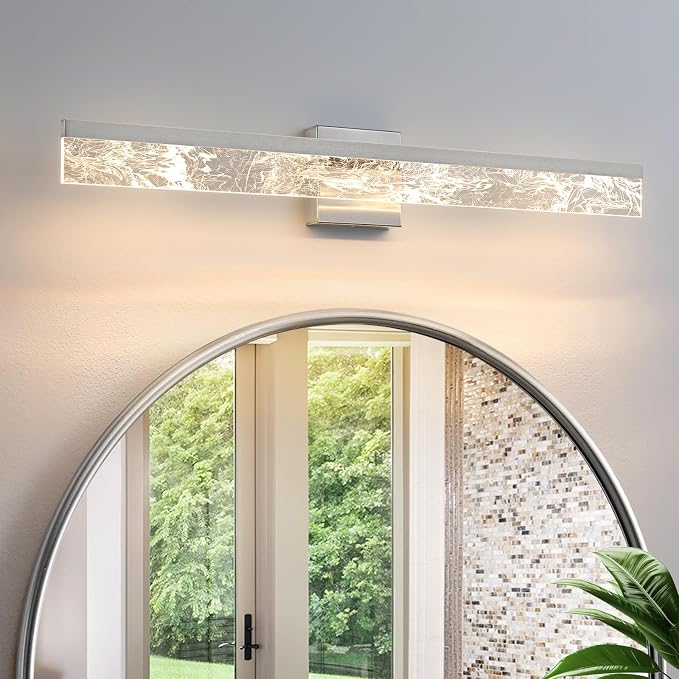 AIJIASI Bathroom Light Fixtures Over Mirror, 32 Inch Brushed Nickel Vanity Lights for Bathroom, 24W Dimmable LED Modern Vanity Lighting Fixtures for Living Room Paintings 3000K