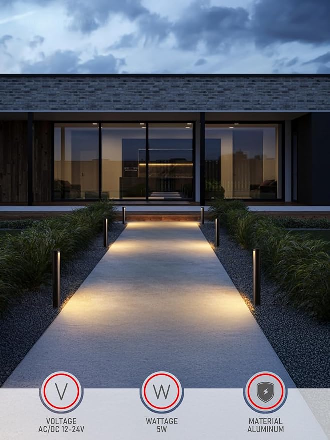 LEONLITE Low Voltage Landscape Lights 5CCT, 5W Anti-Glare LED Pathway Lights, Die-Casted Aluminum Housing, IP65 Waterproof for Outdoor Path Sidewalk Walkway, 1800K-5000K, ETL, Pack of 6