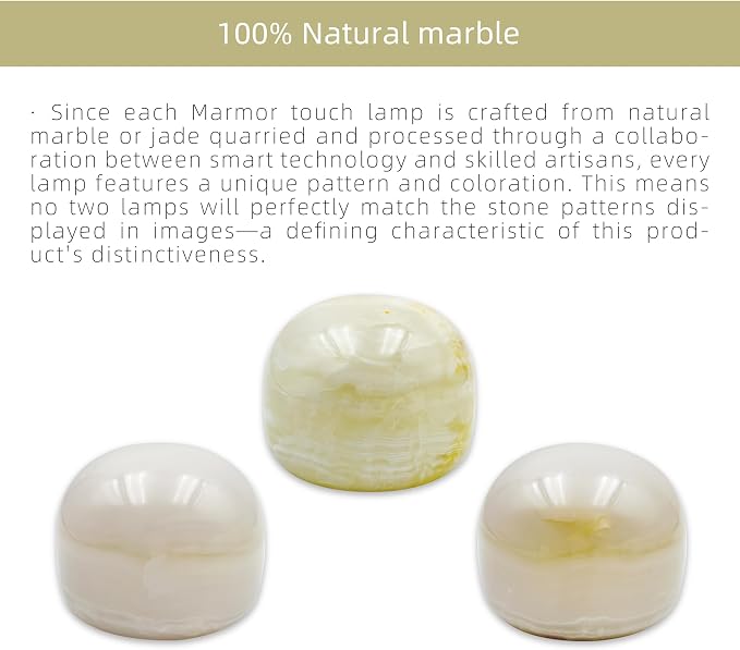 Marmor Marble Lamp Table Lamp Unique Stone Touch Lamp Pat Lamp Type-C 3 Way Bedside Lamp Ambient Light Bedroom Stands Night Light Decorative LED Warm Portable Lamp Rechargeable (Mid Century Modern)