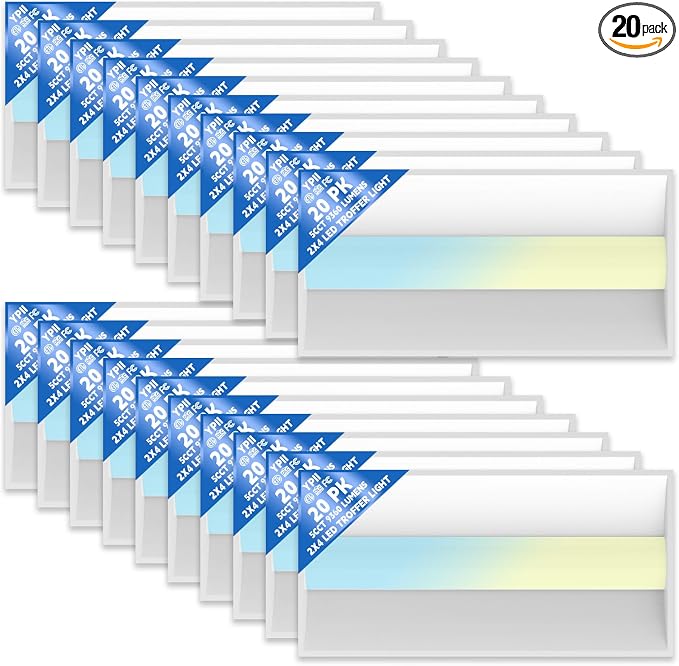 20Pack 2x4 FT LED Center Basket Troffer Light, 5CCT Color Tunable 3000/3500/4000/5000/6500K, Watt Adjustable 72W/60/50/40/30W, 0-10V Dimmable Drop Ceiling Lights, 120-277V-ETL Qualified