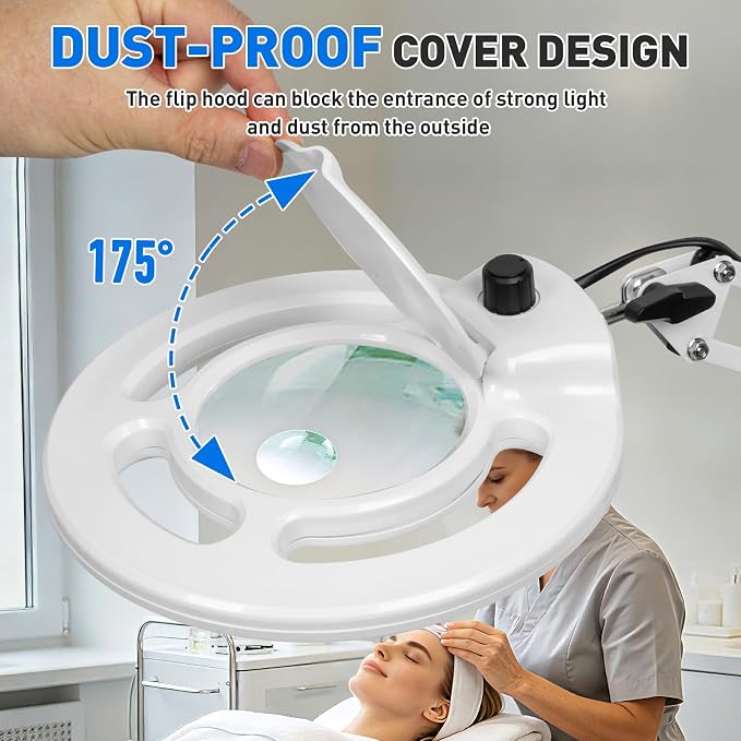 12X 30X Magnifying Glass with Light, KIRKAS 2,200 Lumens LED Magnifier Lamp | with Clamp, Stepless Dimmable Real Glass Lens, Adjustable Arm Workbench Light for Close Work Hobby Repair Craft - White