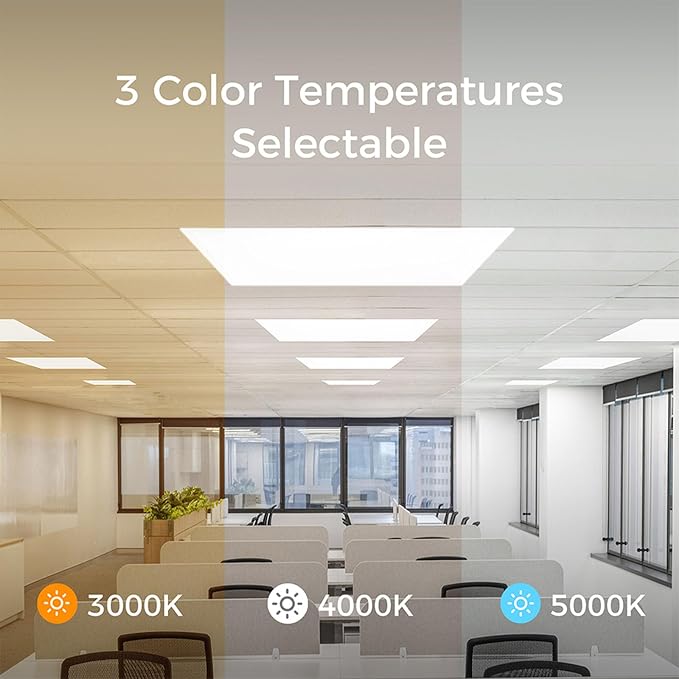 6 Pack 2x4 LED Flat Panel Light Drop Ceiling, 0-10V Dimmable | 30/40/50W & 3000K/4000K/5000K Selectable, for Office, Shop,120-277V, ETL Listed