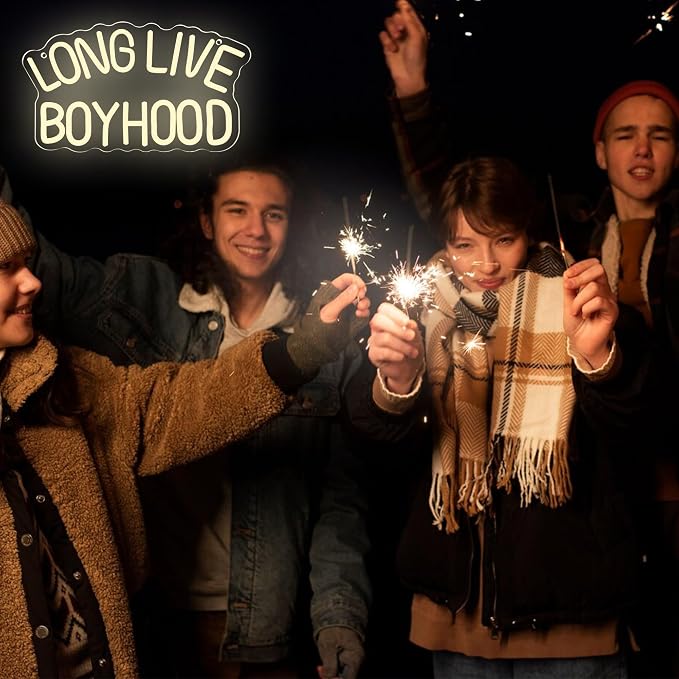 Long Live Boyhood Neon Signs for Wall Decor,Dimmable Motivational Sign Inspirational Wall Decor,Usb Powered for Man Cave Kids Room Bedroom Birthday Gifts(12.4 * 7in)