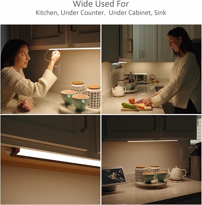 Under Cabinet Lighting Plug in or Hardwired Built-in Dimmer, 32 Inch 16W, 5CCT 2700/3000/3500/4000/5000K, Linkable Counter Lights for Kitchen, ETL Dimmable LED Light Fixture, Bronze