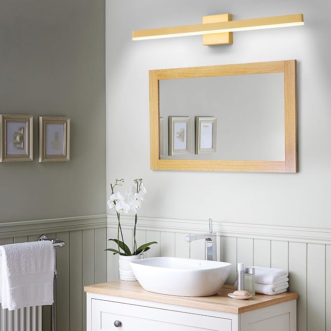 Gold Bathroom Vanity Light Fixture 31.5'' 20W Dimmable 5CCT LED Hardwired | Bathroom Light Fixture Over Mirror, Bathroom Wall Sconce, Rust-resistant, ETL Certificated, 2700K/3000K/3500K/4000K/5000K