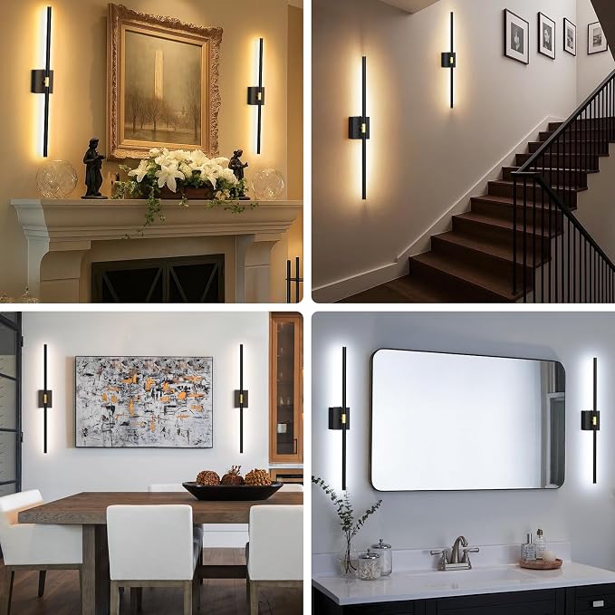 Eneru Battery Operated Wall Sconces Set of 2, Rechargeable Wireless Lights | 10000mAh Battery Powered, Touch and Remote Control, 4CCT Dimmable Wall Lamps for Indoor Living Room Hallway Picture Bedroom