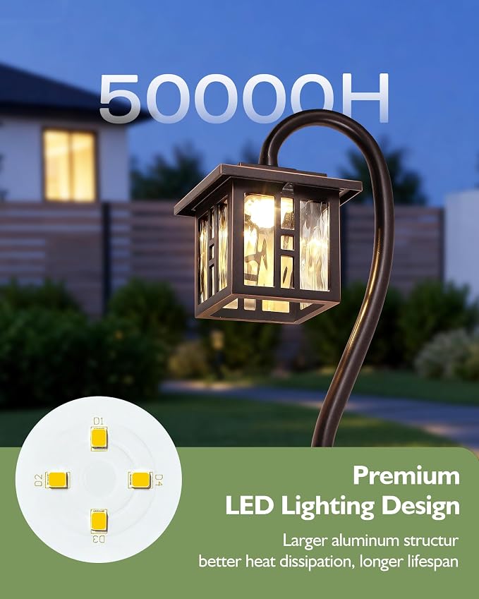 LITFIT Low Voltage Landscape Lighting, 12-Pack LED Pathway Lights Outdoor | 12V 3W 185LM 3000K Oil-rubbed Bronze Yard Lights with Connector, Aluminum Wired Landscape Lights for Walkway Garden Path