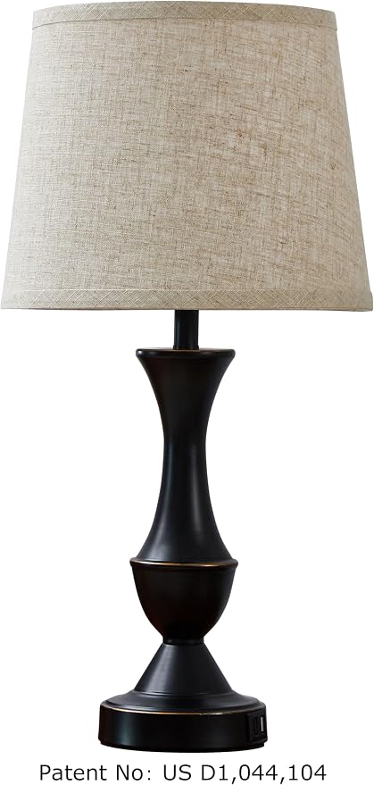 Luvkczc Upgraded Touch Table Lamps Set of 2, 22" Tall Bedside Lamps with USB C+A Ports, Dimmable Nightstand Lamps for Bedroom, Living Room, Office, Black Lamp with Beige Lampshade, Bulb Included