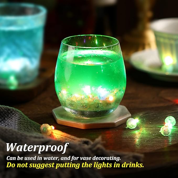 ZGWJ 100PCs Green Balloon Lights Mini, Battery Powered, Long Standby Time Waterproof Tiny Led Round Flash Light for Paper Lantern Balloon Party Easter Eggs Wedding Christmas Halloween Decorations