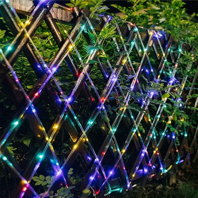 Solar Rope Lights, 66 Feet 200 LED 8 Modes Solar Rope String Lights Outdoor Fairy Lights Rope Waterproof Tube Lights with Solar Panel for Outdoor Indoor Home Decoration Garden Patio Parties