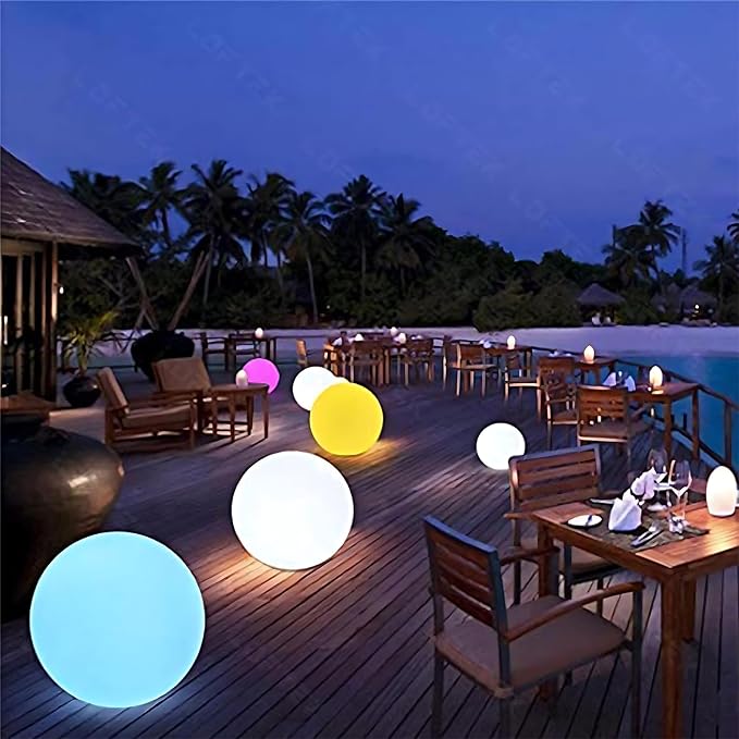 LOFTEK 20-inch Rechargeable LED Ball Light, Large Floor Lamp, Mood Lights | 16 RGB Color Changing, Waterproof Floating Pool Lights, Dimmable Globe Lamp for Home Garden Patio Lawn Party Decor