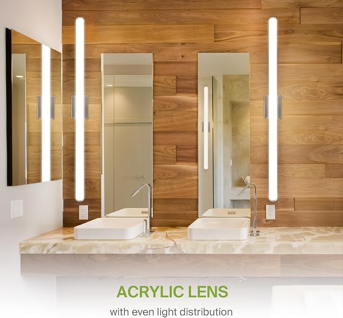 ASD 48" LED Linear Vanity Light Fixture, Modern Bathroom Sconce — 3 Color 3000K-5000K, Dimmable, 35W 3800LM, Energy Star & ETL Listed — Over Mirror Makeup Slim Bar for Bedroom, Cabinets — Nickel