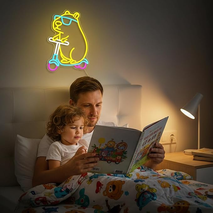 Capybara Neon Sign LED Neon Light Dimmable USB Wall Decor Animal Shape | Capybara Room Decor Neon Wall Light Bedroom Gaming Dorm Kids Teens Capybara Lovers Party Decor Birthday Gift for Kids