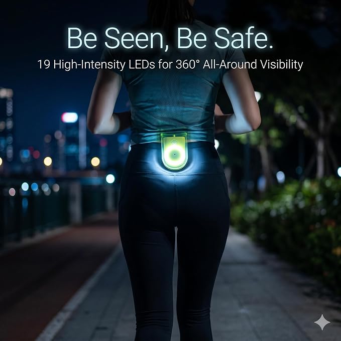 Clip-On Personal Safety Alarm 130dB for Women with LED Strobe | Rechargeable Wearable Safety Alarm for Women with 19-LED Ring Strobe,Magnetic Clip,Charging & Outdoor Running Protection