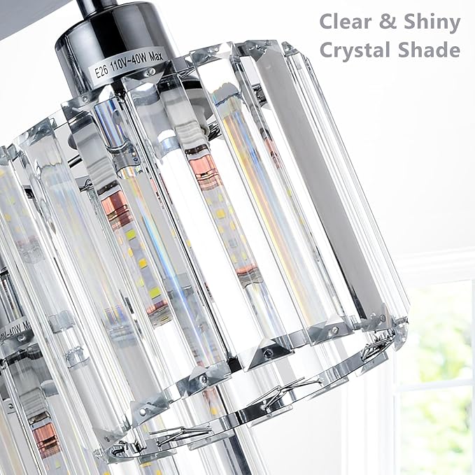 PAUFUL Semi Flush Mount Ceiling Light,3-Light Modern Close to Ceiling Light Fixtures,Kitchen Light with Clear Crystal Shades, Hallway Light Fixtures for Kitchen Entryway Bedroom Bathroom Foyer